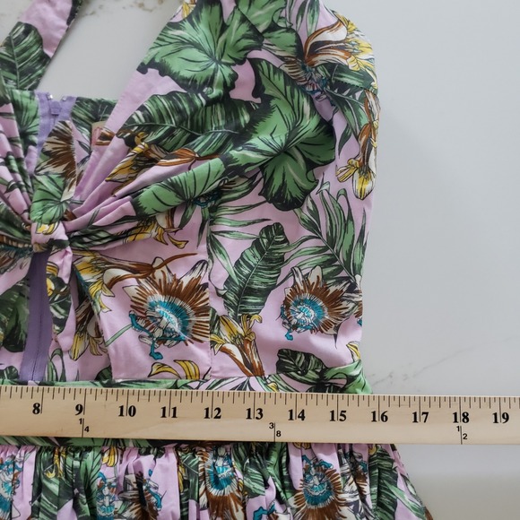 Hearts Found Dress Womens M Purple Halter Floral Babydoll Custom Fit Flare - Picture 5 of 6